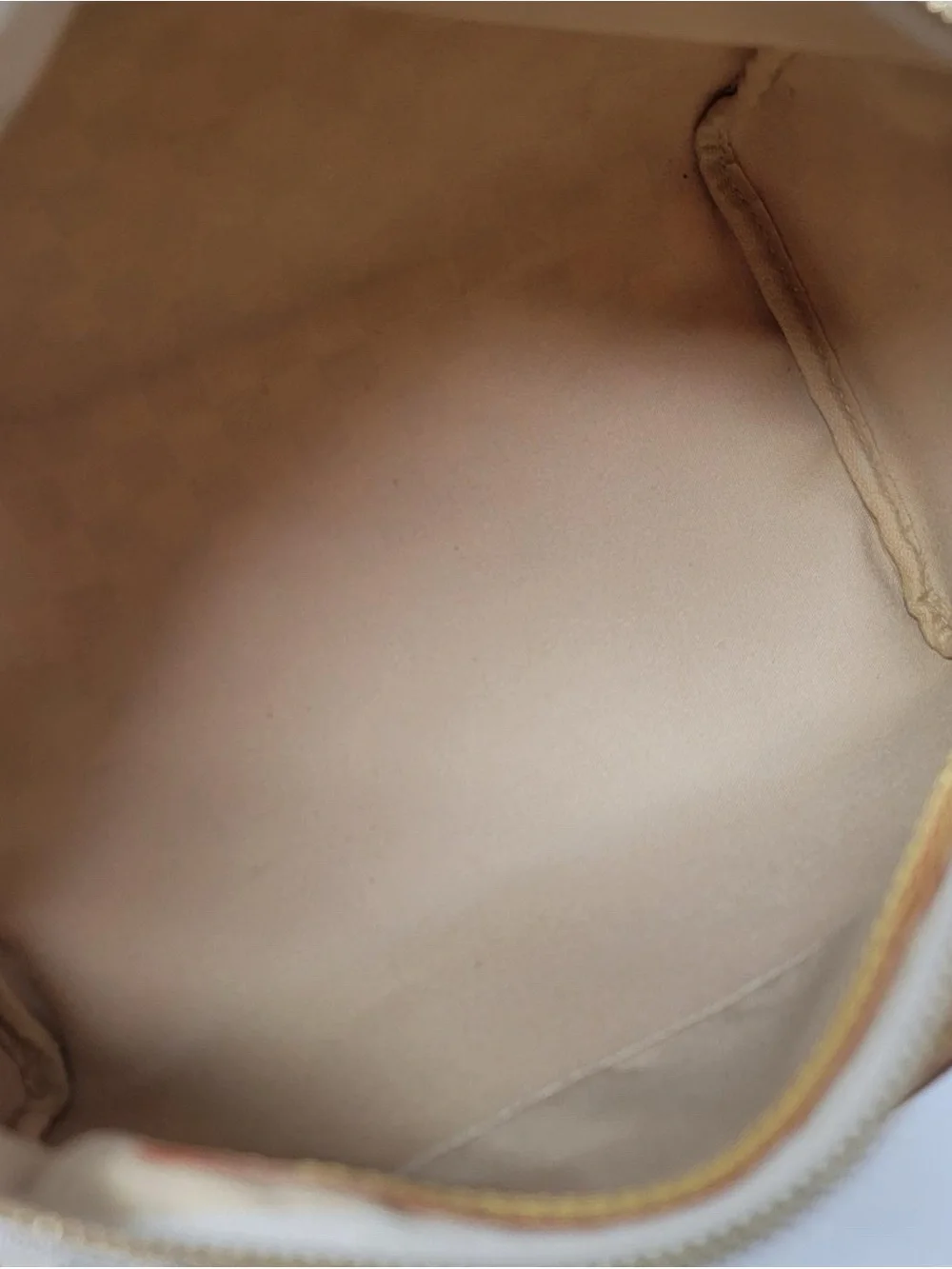 Louis Vuitton Cream and Tan Checkered Satchel